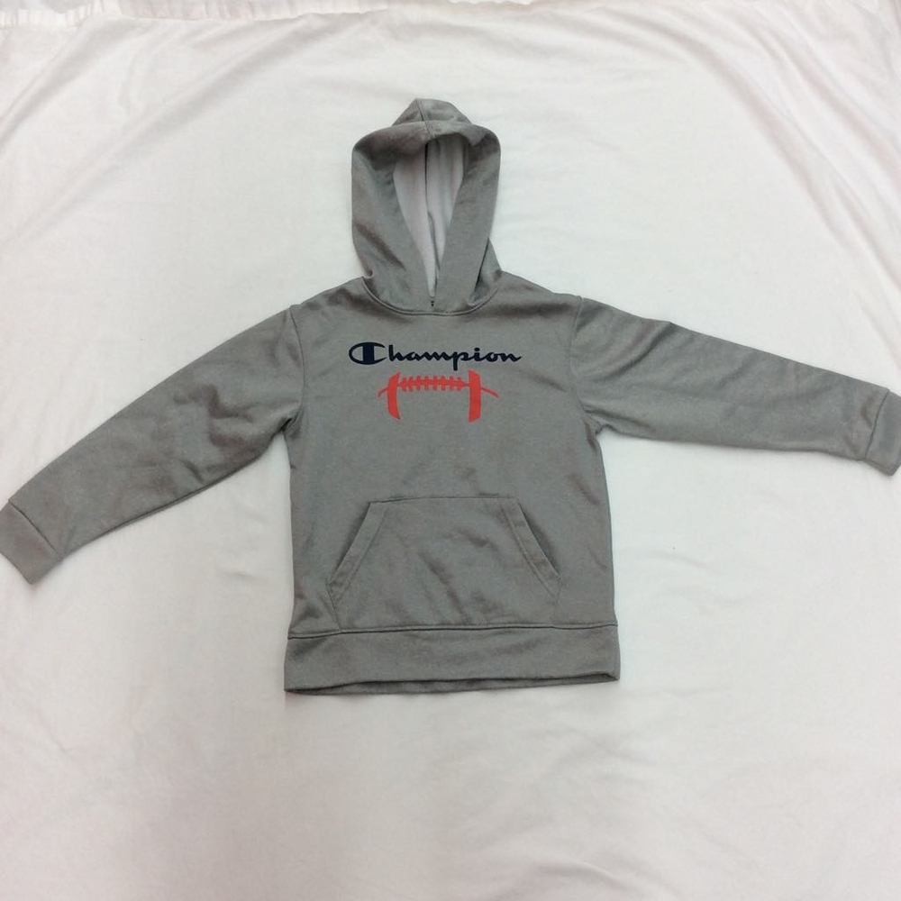 Champion Authentic Kids Youth Gray Long Sleeve Football Hoodie Size 7/8 Preowned
